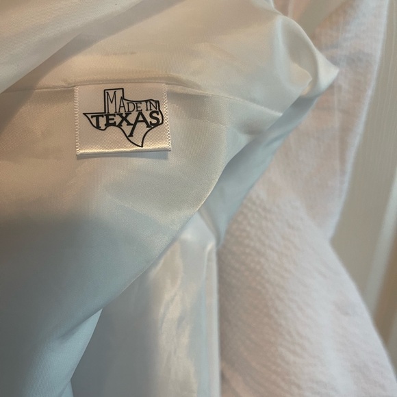 Lauren James Seersucker Livingston Cross Tie Back White Dress Size Large. EUC. - Picture 7 of 8